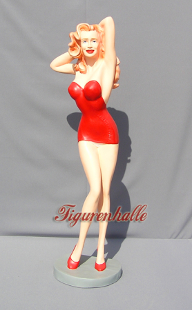 Preview: Pin Up Figur in rotem Kleid Preview: Classic Pin Up Figur