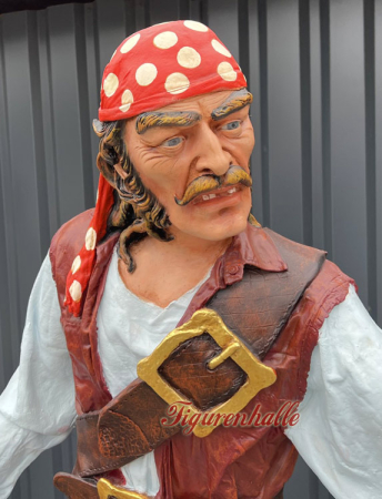 Preview: Karibik Pirat lebensgroß Figur mit Säbel Preview: Figur Störtebeker Deko