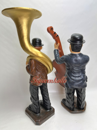 Preview: Dick und Doof als Band Jazz Musiker Preview: Gartenfigur Oliver Hardy und Stan Laurel mit Instrumenten