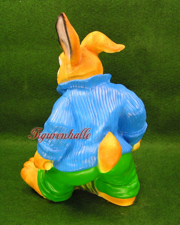 Osterhase Figur mit Kohl Karre