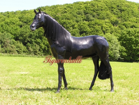 Preview: Schwarzes Pferd mit Kunst-Mähne Figur Preview: Schwarzes Pferd Figur