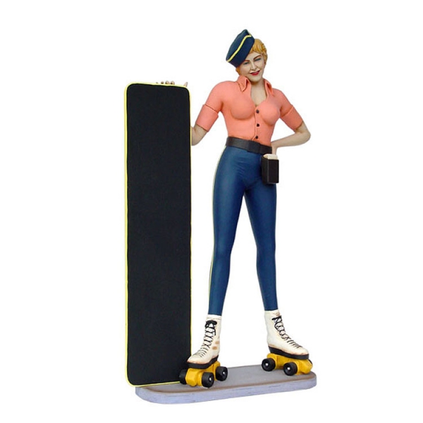 Pin Up on roller skates menu board