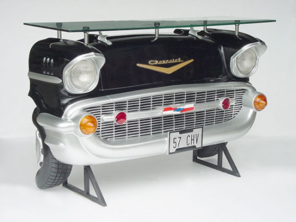 1957 Chevy Us Car furniture as a bar for decoration in the pub or bar area. Great 50s decoration.