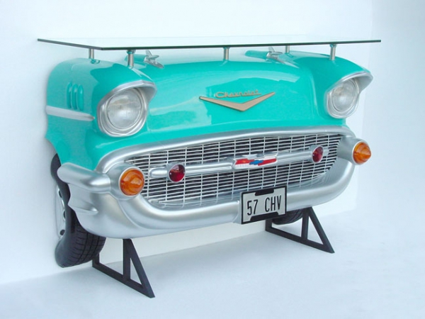 1957 Chevy Us Car furniture as a bar for decoration in the pub or bar area. Great 50s decoration.