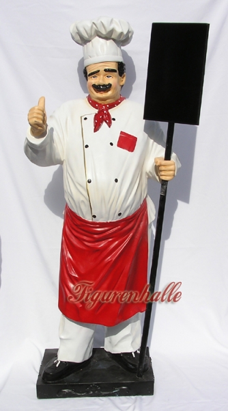 Large advertising figure cook with blackboard
