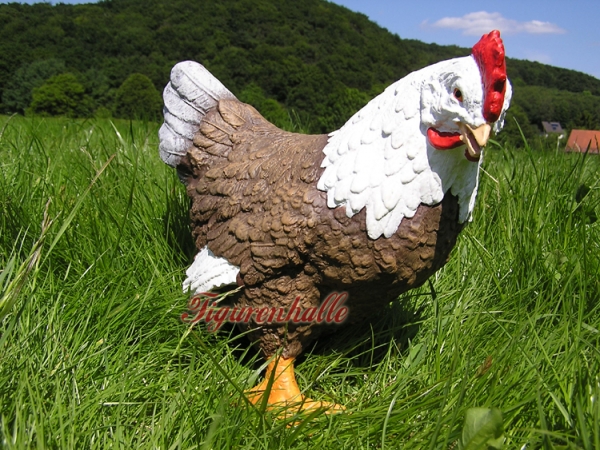 Huhn Figur braun weiß