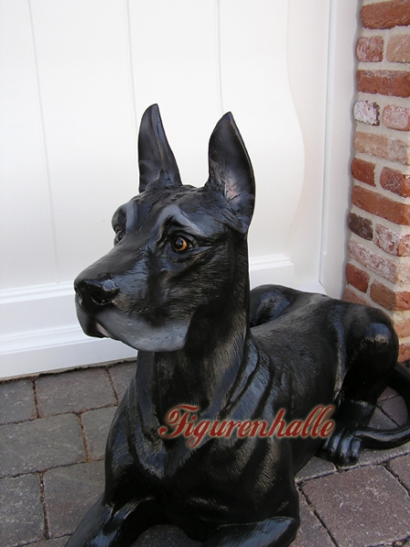 Schwarze Dänische Dogge Gartenfigur