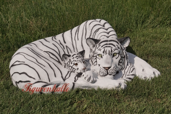 Weiß Tiger Statue liegend