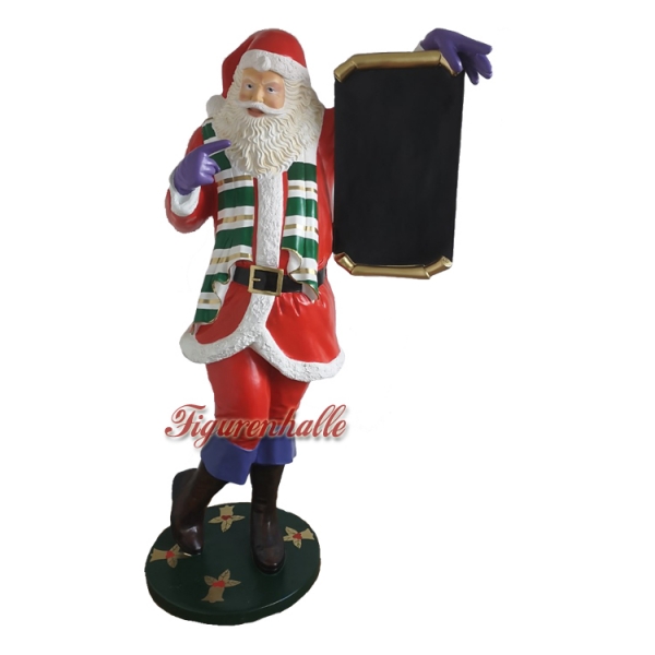 Weihnachtsmann Werbefigur mit Tafel