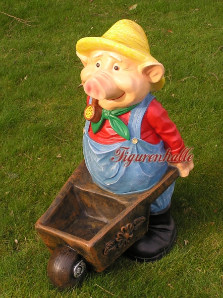 Pig with wheelbarrow