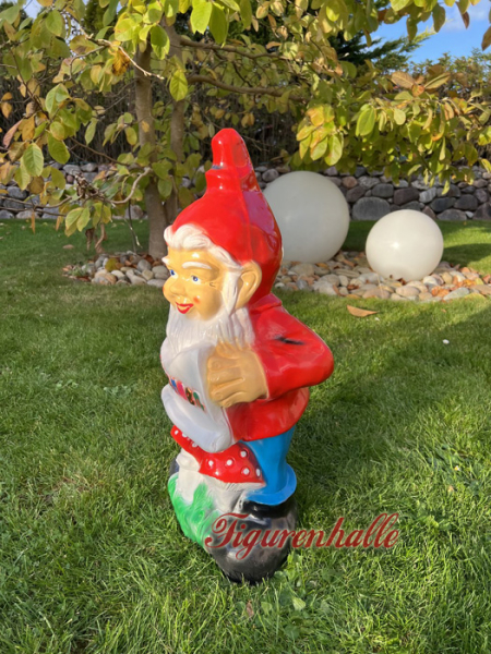 Gartenzwerg Figur mit Schild